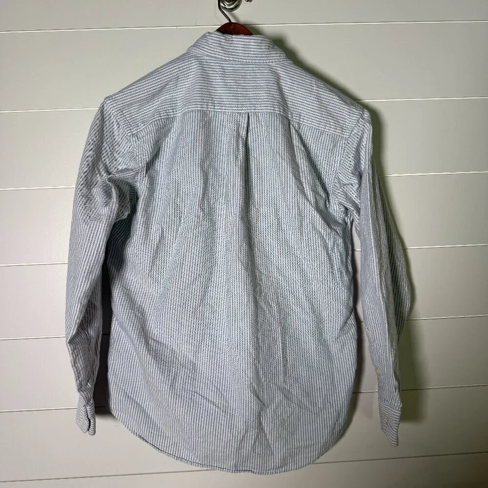 Ralph Lauren Kids Long Sleeve Button Down Blue & White Stripe Sz 16